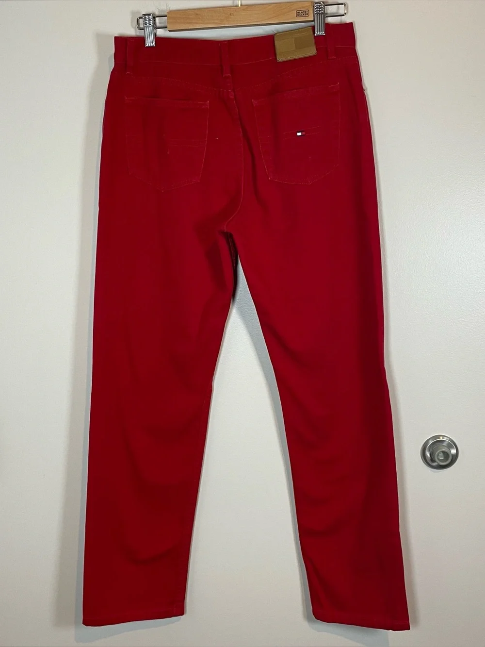 Y2K Tommy Hilfiger Size 8 Red Straight Leg Mid Rise 100% Cotton Jeans